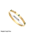 18K gold plated stainless steel sunflower bangle with green malachite heart accents - Gold Green