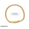Bracelet chaîne box dorée en acier inoxydable pour homme avec fermoir et longueur 21cm - Chaîne Vénitienne Dorée (SL110064)