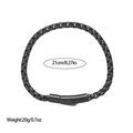 Detail view of vintage grey stainless steel keel chain bracelet with 21cm size markings - Black Box Chain (SL110065) / Black