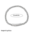 Détails d'un bracelet en acier argenté de 21cm avec spécifications de taille et de poids - Maille Épi Argentée (SL110069)
