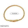 Détail du bracelet corde torsadée en acier inoxydable doré de 21 cm avec fermoir sécurisé - Chaîne Torsadée Dorée (SL110070)