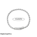 Détail macro du bracelet chaîne torsadée en acier de 21 cm avec fermoir cylindrique - Chaîne Torsadée Argentée (SL110072)