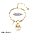 Ocean themed 18K gold plated stainless steel bracelet with shell dolphin and pearl - Dolphin Style (SL110098)