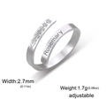 Anello regolabile in acciaio inossidabile con incisione Rosemary e motivi floreali - Rosemary Style / Argento