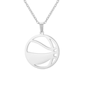 Collier de sport en acier inoxydable argenté avec pendentif basket ajouré sur chaîne fine - Ballon de basket / Acier / Chaîne câble