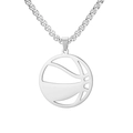 Collier basket en acier inoxydable argenté avec pendentif circulaire évidé - Ballon de basket / Acier / Chaîne boîte