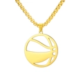 Collier doré en acier inoxydable avec pendentif basketball ajouré et chaîne vénitienne - Ballon de basket / Or / Chaîne boîte