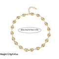 Close-up of golden 40cm+5cm coffee bean link necklace with lobster clasp and weight specs - Pig Nose Link Style (XL110153)