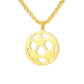 Collier de sport en acier inoxydable doré avec pendentif de football rond et ajouré - Ballon de football américain / Or / Chaîne boîte