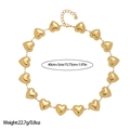 Detail of 18k gold plated stainless steel heart necklace with size and weight info - Heart Metal Plate Link Style (XL110149)