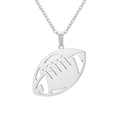 Pendentif de football américain en acier inoxydable argenté poli avec une chaîne croisée - Ballon de rugby / Acier / Chaîne câble