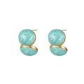 Detail of light blue textured enamel and gold-plated titanium steel earrings set - Blue