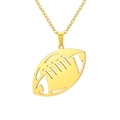 Collier doré en acier inoxydable avec pendentif football américain poli pour sport - Ballon de rugby / Or / Chaîne câble