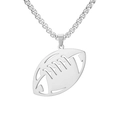 Collier avec pendentif de football américain en acier inoxydable argenté et chaîne box sport - Ballon de rugby / Acier / Chaîne boîte