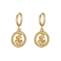 Makroaufnahme goldener Creolen mit detaillierten hohlen nautischen Ankeranhängern - Anker Stil (ES110536)