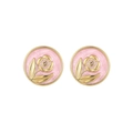 Vintage Barock-Stil Rosenohrstecker in Gold-Finish mit rosa Emaille für Damen - Runder Rosenstil (ES110520) / Rosa