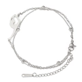 Dual-layer silver stainless steel bracelet featuring a gymnast silhouette pendant - Gymnast 1 (Double Layer Chain) / Silver