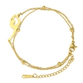 Elegant gold stainless steel double-layered bracelet featuring a gymnast silhouette charm - Gymnast 1 (Double Layer Chain) / Gold