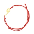 Red braided rope bracelet featuring a golden gymnastic silhouette pendant and adjustable cord - Gymnast 1 (Braided Cord) / Gold-Red
