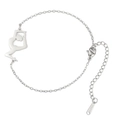 Polished silver stainless steel bracelet featuring a minimalist yoga pose cutout pendant - Gymnast 2 (Cross Chain Style) / Silver