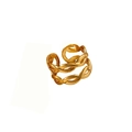 Detailed view of the double-layered woven texture on this 18K gold plated open band ring - Double Layer Twisted Infinity Style (JZ110026)