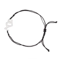 Adjustable black cord bracelet with silver yoga silhouette charm in minimalist style - Gymnast 2 (Braided Cord) / Silver-Black