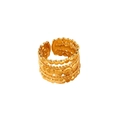 Anello multistrato in acciaio inossidabile placcato oro 18K con rilievo floreale - Stile Girasole Multistrato Vintage (JZ11019)