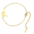Golden stainless steel chain bracelet featuring a gymnastic silhouette pendant and clasp - Gymnast 3 (Cross Chain Style) / Gold
