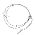 Silver stainless steel double chain bracelet with a gymnast silhouette charm pendant - Gymnast 3 (Double Layer Chain) / Silver