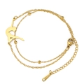 Golden double-layer stainless steel anklet featuring a rhythmic gymnastics dancer pendant - Gymnast 3 (Double Layer Chain) / Gold