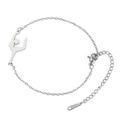 Silver stainless steel chain bracelet featuring a minimalist gymnast silhouette pendant - Gymnast 4 (Cross Chain Style) / Silver