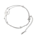 Silver stainless steel double layer bracelet with dancer charm and beads for women - Gymnast 4 (Double Layer Chain) / Silver