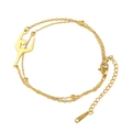 Golden double-layer stainless steel bracelet featuring a gymnast pendant and metallic beads - Gymnast 4 (Double Layer Chain) / Gold