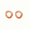 Irregular golden hoop earrings with pink marble enamel inlay for a luxury vintage look - Red
