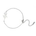 Polished stainless steel bracelet featuring a graceful dancing ballerina charm in silver - Gymnast 5 (Cross Chain Style) / Silver