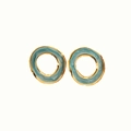 French vintage style irregular round enamel earrings with gold plating and blue marble pattern - Blue