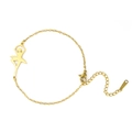 Golden stainless steel chain bracelet with a graceful ballet girl dancer charm - Gymnast 5 (Cross Chain Style) / Gold