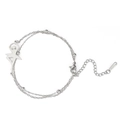 Silver stainless steel double chain bracelet featuring a ballet dancer charm and beads - Gymnast 5 (Double Layer Chain) / Silver