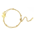 Double-layered golden stainless steel bracelet with a ballerina charm and bead accents - Gymnast 5 (Double Layer Chain) / Gold