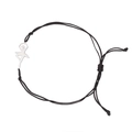 Minimalist black cord bracelet featuring a polished silver stainless steel ballet dancer charm - Gymnast 5 (Braided Cord) / Silver-Black