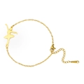Elegant gold stainless steel bracelet featuring a graceful ballet dancer silhouette charm - Gymnast 6 (Cross Chain Style) / Silver