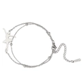 Silver stainless steel double-layered bracelet with ballet dancer charm and beads - Gymnast 6 (Double Layer Chain) / Silver