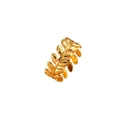 Anello regolabile in acciaio inossidabile dorato a forma di foglia di ulivo lucido - Stile Foglia di Ulivo Lucidata (JZ11016)