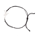 Adjustable black rope bracelet with silver ballerina dancer pendant for women - Gymnast 6 (Braided Cord) / Silver-Black