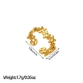 Detailed sizing chart of golden stainless steel open star ring showing width and weight - Multiple Connected Pentagram Style (JZ3)
