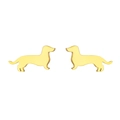 Polished golden stainless steel dachshund dog stud earrings for women with sleek finish - Gold