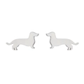 Polished silver stainless steel dachshund puppy stud earrings for women and dog lovers - Steel