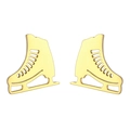 Cute gold stainless steel ice skate stud earrings with a hollow minimalist design - Gold