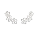 Orecchini simmetrici in argento a fiori con tre fiori traforati in acciaio inossidabile - Colore acciaio