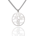 Polished stainless steel Am Yisrael Chai Star of David cutout pendant necklace in silver - Steel